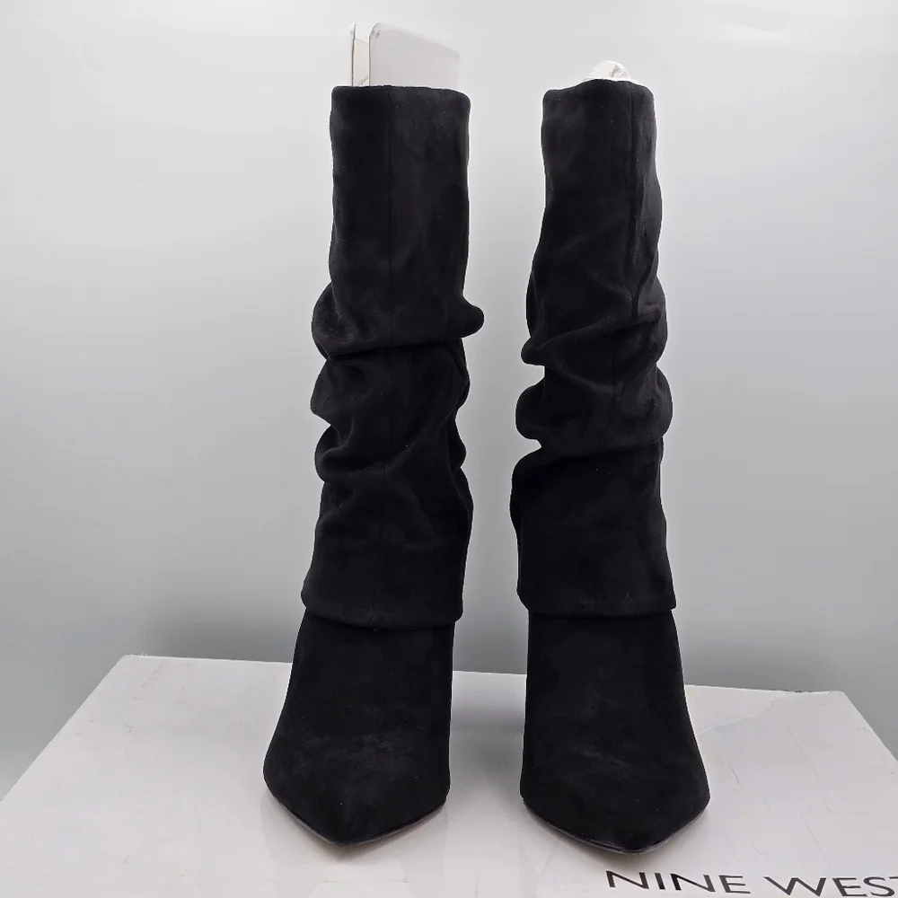 NIB Nine West Francis2 Fold Over Cuff Mid Calf Block Heel Dress Boots, Women's 5 - Picture 2 of 16